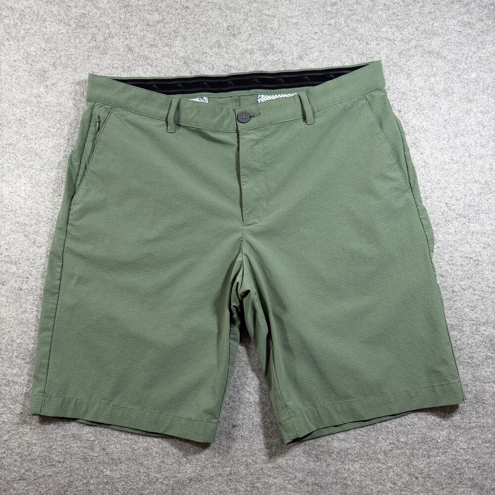 Tommy Bahama Golf Shorts Mens 36 Olive Green Stretch Flat Front Preppy Active - Picture 2 of 13